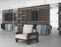 Алюминиевая гардеробная система Aristo прекрасно подходит для интерьерных решений в открытых помещениях.