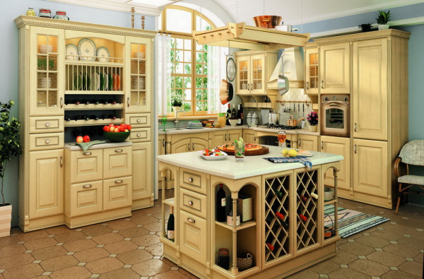 Кухонный гарнитур «Венеция» изготовлен из массива ясеня.